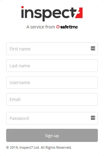 Inspect7 Signup Form
