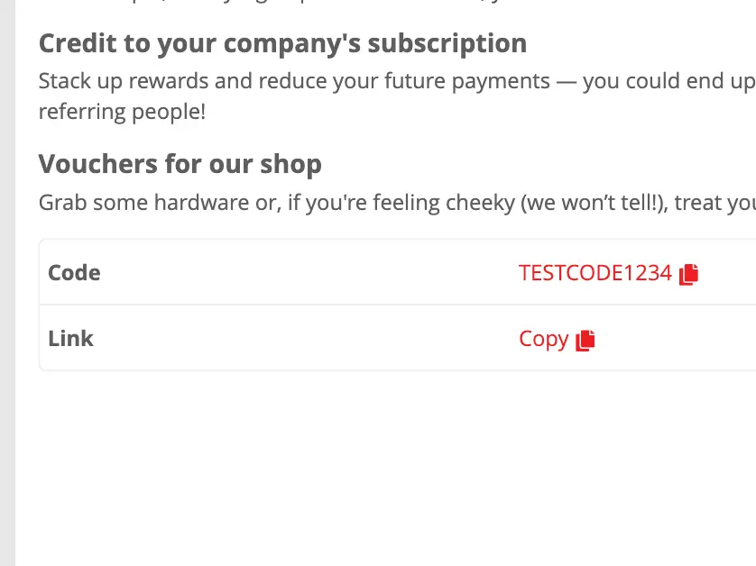 Screenshot of Inspect7® web portal showing the Referrals page links and code