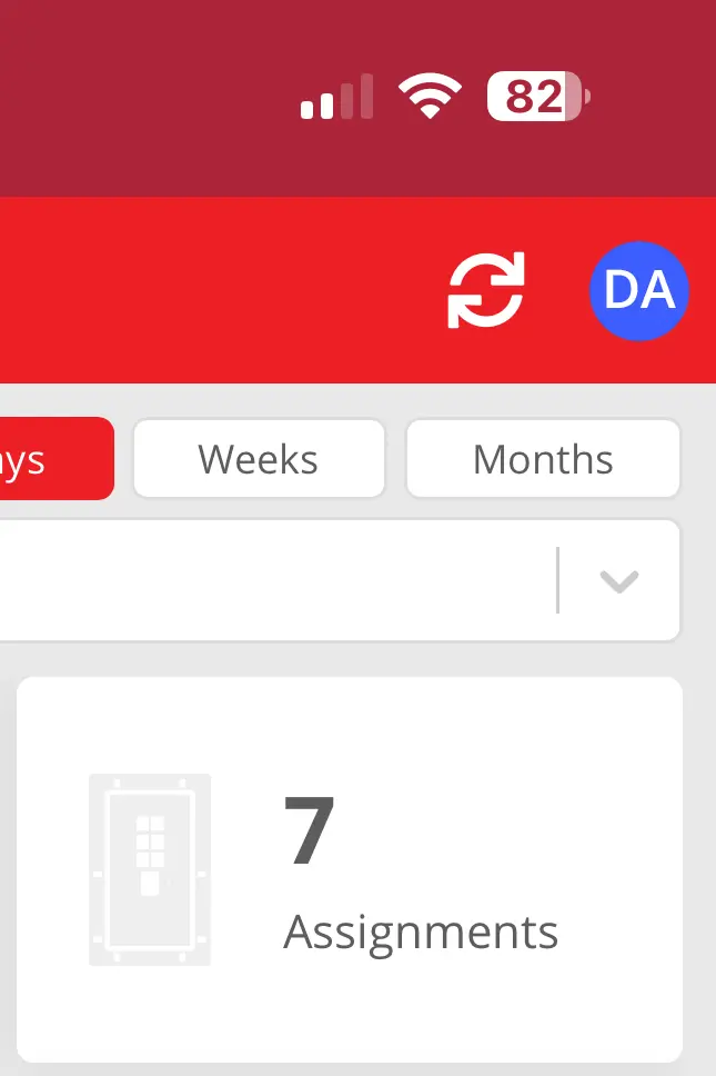 Screenshot of Inspect7® mobile app showing profile icon selected